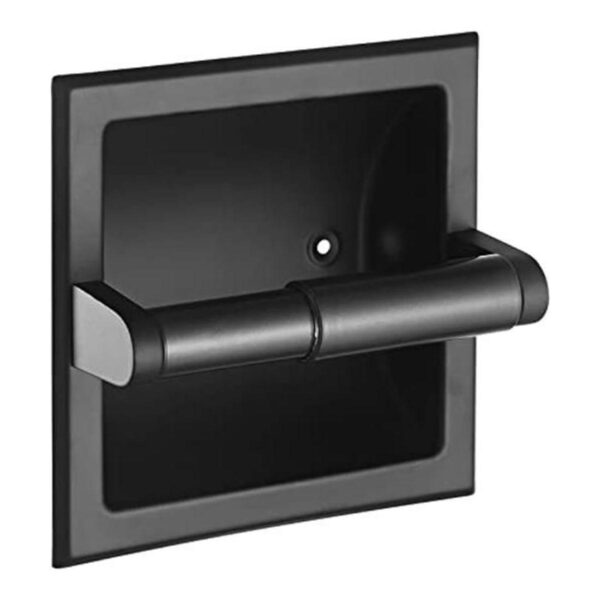 POKIM Soporte de papel higiénico empotrado negro_1