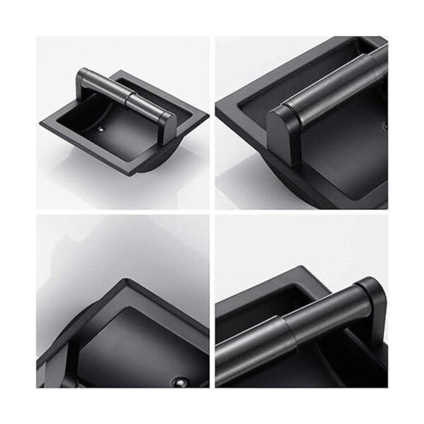 POKIM Soporte de papel higiénico empotrado negro_2
