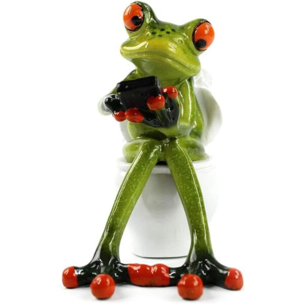Dorlotou YX6025 Figuras de rana de resina sentada con