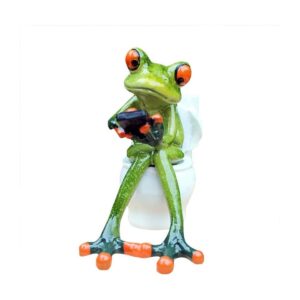 Dorlotou YX6025 Figuras de rana de resina sentada con