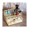 Caja de cristal dorada bandeja de cristal para maquillaje