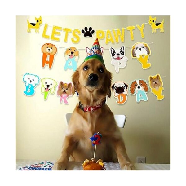 LaVenty Juego de 2 pancartas con purpurina Lets Pawty para