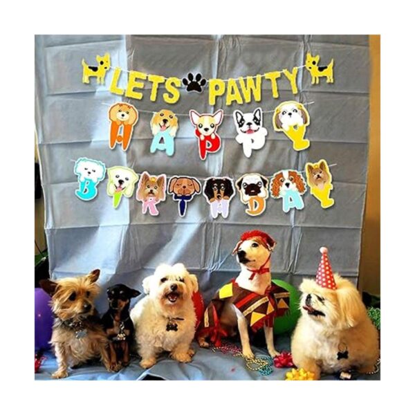 LaVenty Juego de 2 pancartas con purpurina Lets Pawty para