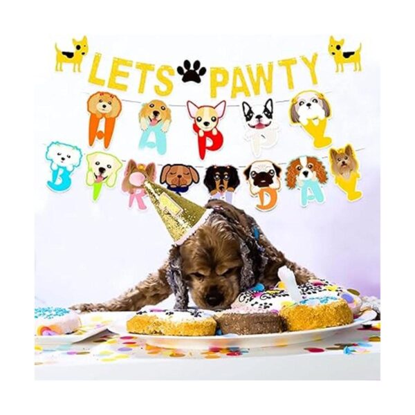 LaVenty Juego de 2 pancartas con purpurina Lets Pawty para