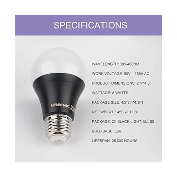 Bombilla LED UV negra 2 unidades 8 W equivalente a 60_5