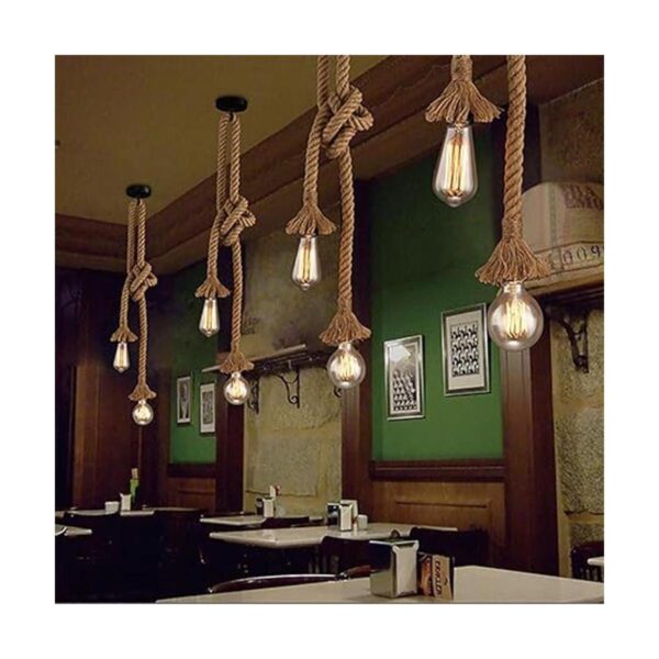 MQ Lámpara colgante de cuerda de cáñamo vintage luz_2