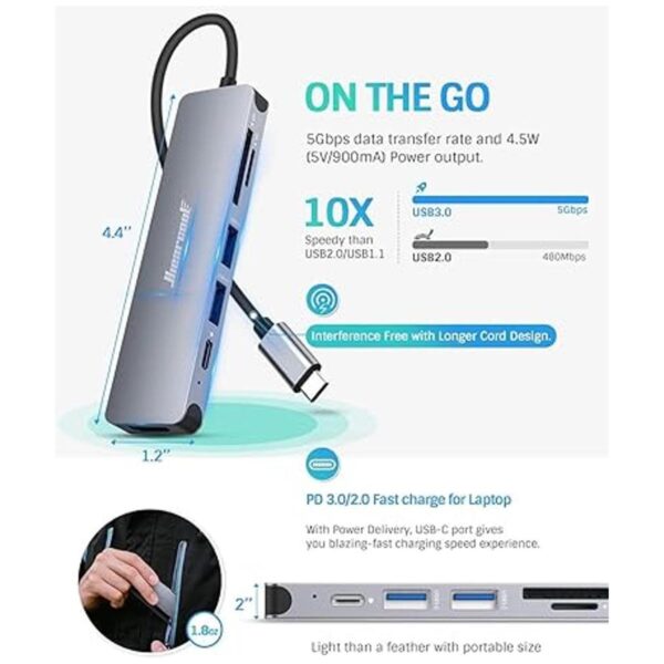 Hiearcool Adaptador HUB con USB C y 7 puertos en 1 de USB_6