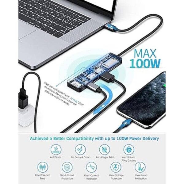 Hiearcool Adaptador HUB con USB C y 7 puertos en 1 de USB_5