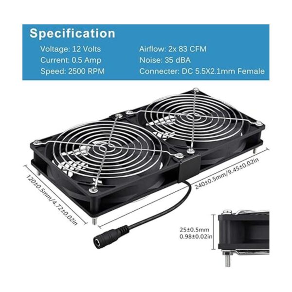 GDSTIME Ventiladores dobles de 4.724 in de flujo de aire_2