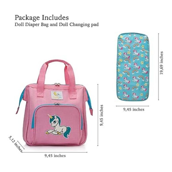 HappyVk Bolsa de pañales rosa para muñecas con cambiador_2