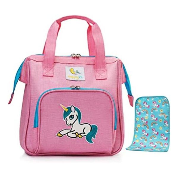 HappyVk Bolsa de pañales rosa para muñecas con cambiador_1