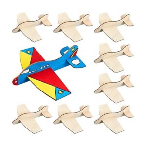 Paquete de 8 aviones de madera modelo de avión de madera_1