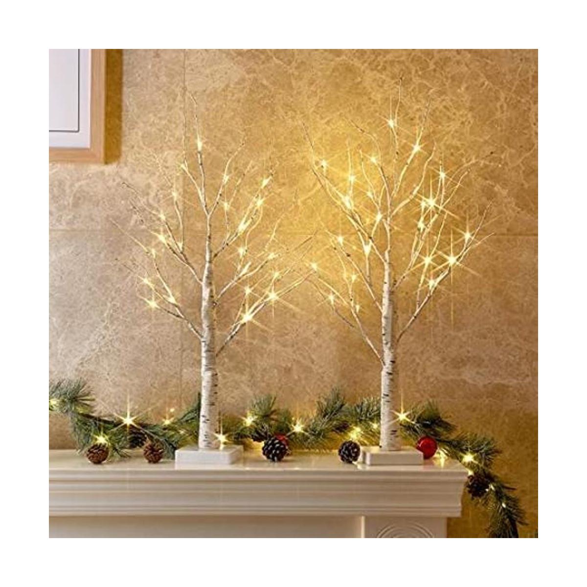 PEIDUO Juego de 2 luces LED blancas cálidas de 2 pies y 24