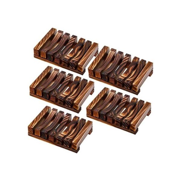 Soporte de madera para jabón 5 piezas carbón