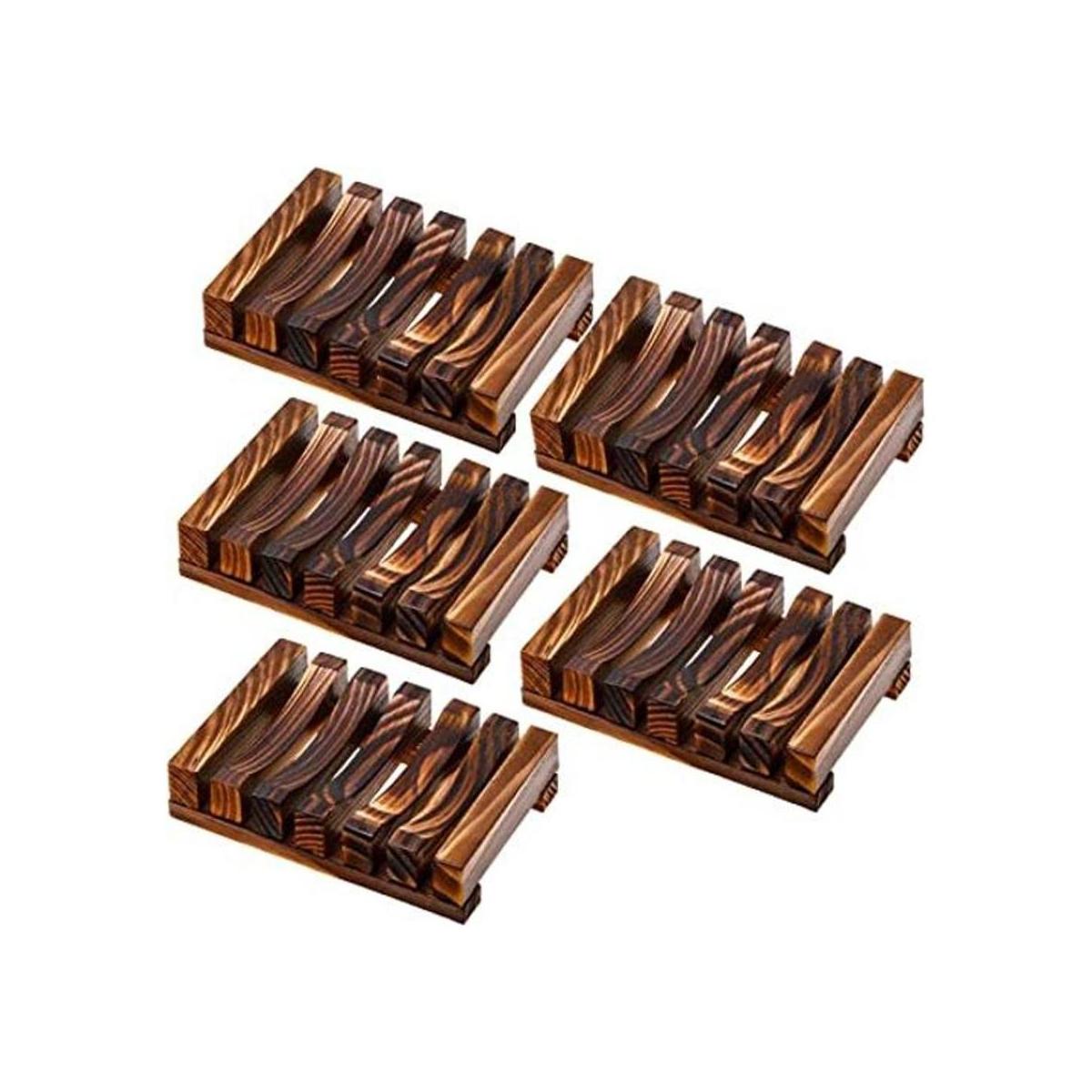 Soporte de madera para jabón 5 piezas carbón