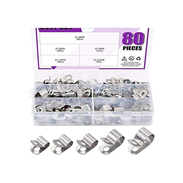 Swpeet Juego de 80 abrazaderas de acero inoxidable 304 de
