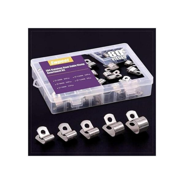 Swpeet Juego de 80 abrazaderas de acero inoxidable 304 de