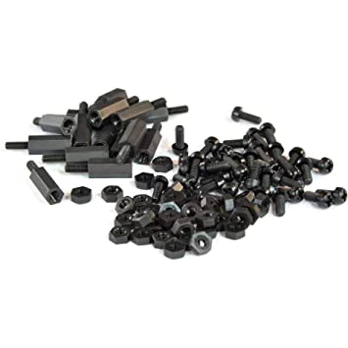 M2.5 Juego de tornillos y tuercas de nailon negro 120