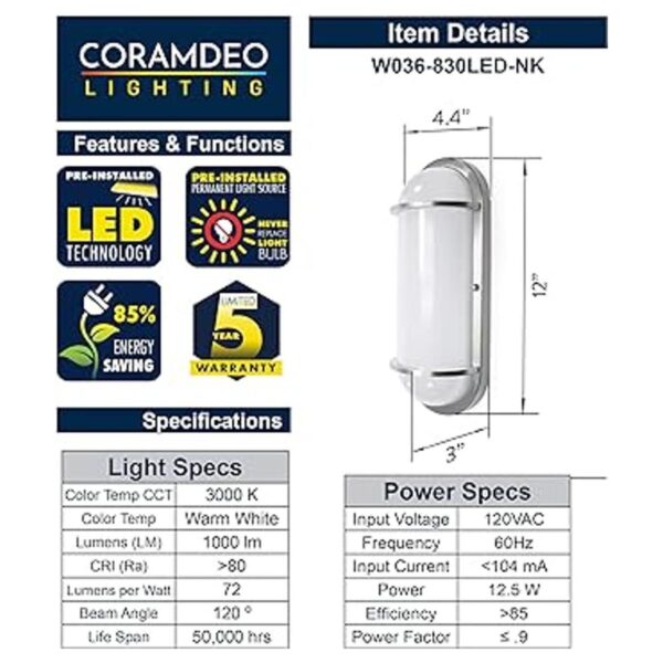 CORAMDEO Lámpara de techo LED para exteriores para