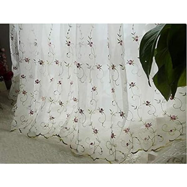 Kolachic Cortina de tul con diseño de flores bordadas