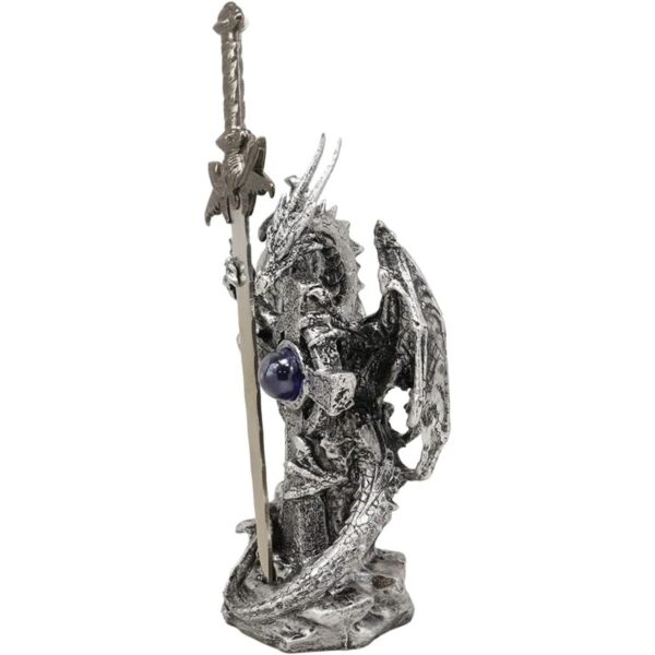 Ebros Gift Figura de dragón plateado legendaria del_2