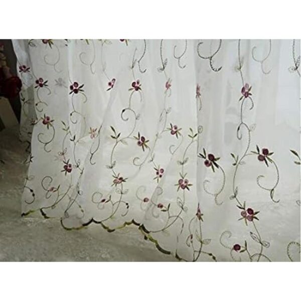 Kolachic Cortina de tul con diseño de flores bordadas