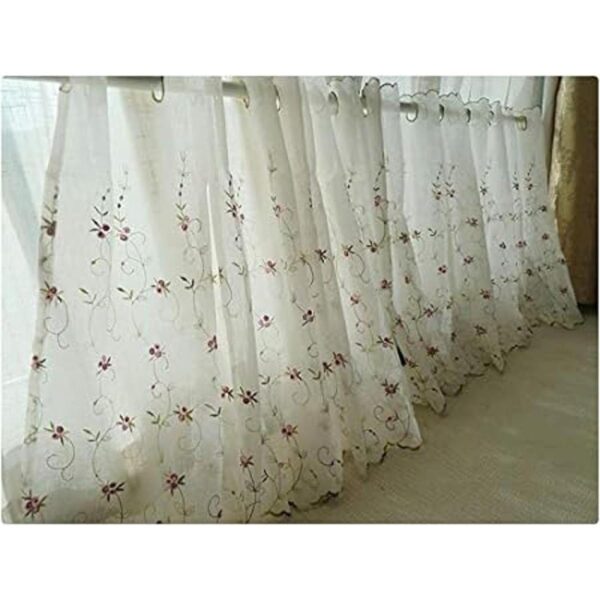 Kolachic Cortina de tul con diseño de flores bordadas