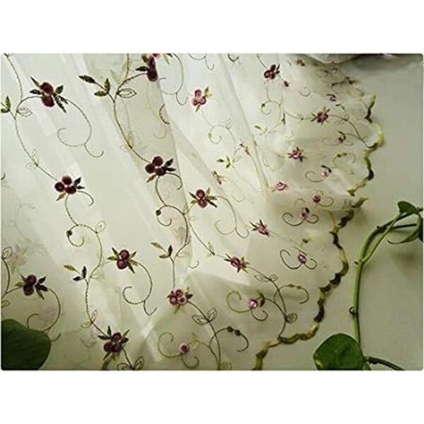 Kolachic Cortina de tul con diseño de flores bordadas