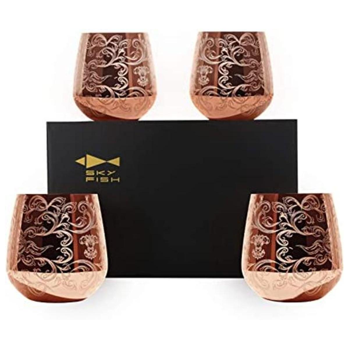 SKY FISH Copas de vino de acero inoxidable sin tallo