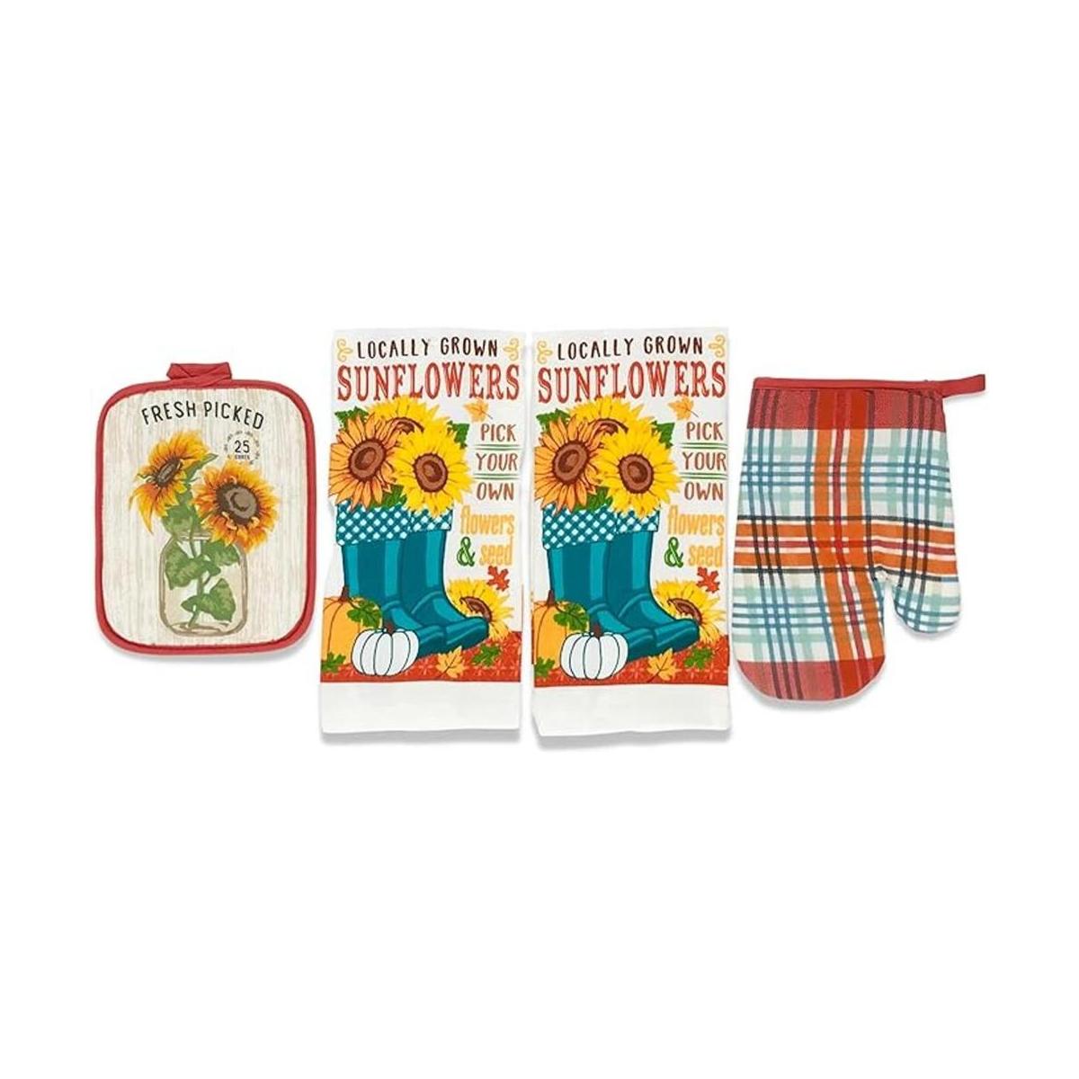 Juego de toallas de cocina y soporte para macetas de