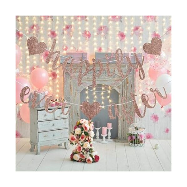 Happy Ever After Banner con purpurina de oro rosa_2