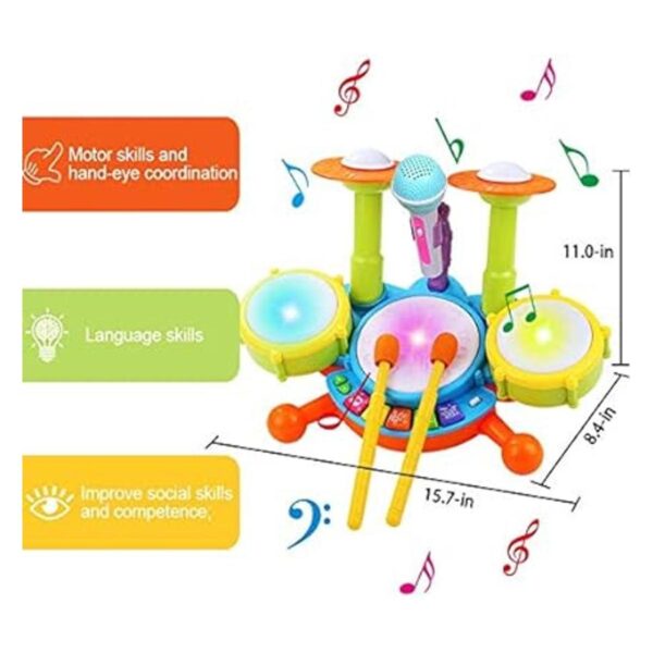 POKONBOY Juego de batería para niños pequeños con_3