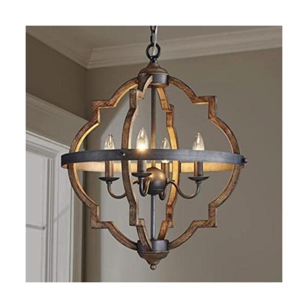 Saint Mossi 4Lights Wooden Finish Farmhouse Chandelier_1