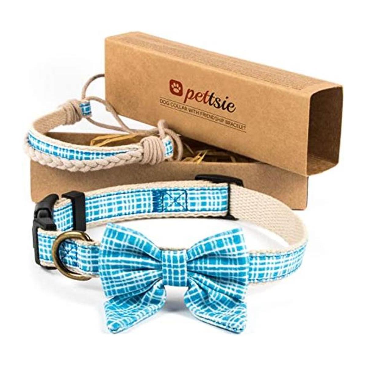 Pettsie Collar de perro con pajarita y pulsera de la