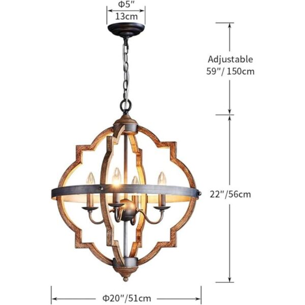 Saint Mossi 4Lights Wooden Finish Farmhouse Chandelier_2