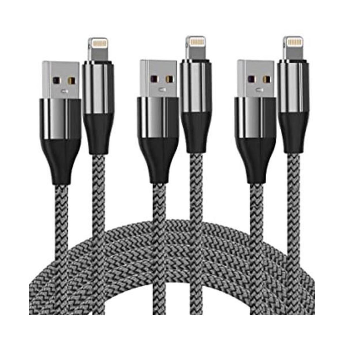 Cable cargador plateado para iPhone