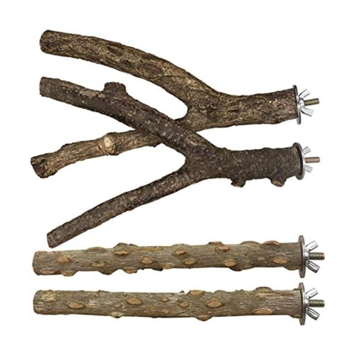 LIMIO Percha para pájaros 4 piezas soporte de madera