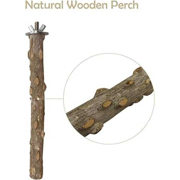 LIMIO Percha para pájaros 4 piezas soporte de madera_4