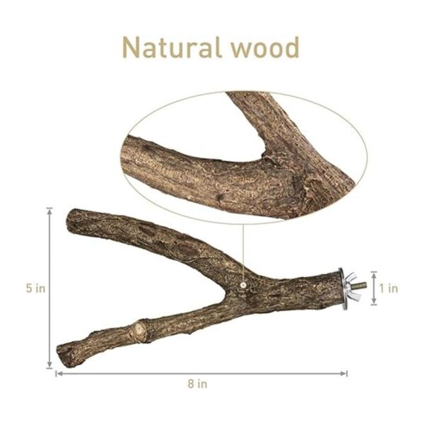 LIMIO Percha para pájaros 4 piezas soporte de madera_3