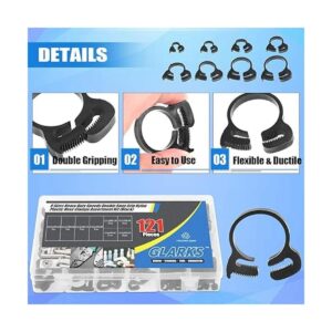 Glarks 121Pcs 8 Size Heavy Duty Black Double Gripping