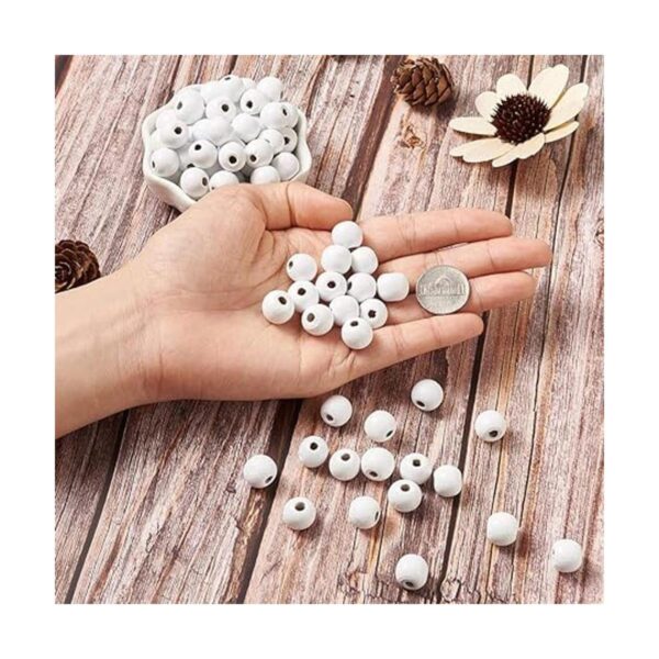 Craftdady 200 cuentas sueltas de madera de color blanco