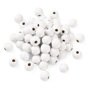 Craftdady 200 cuentas sueltas de madera de color blanco