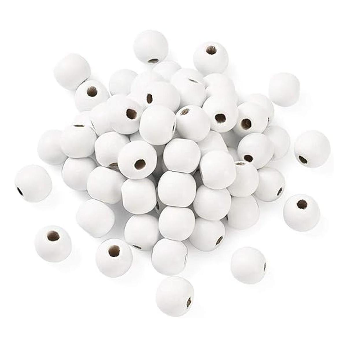 Craftdady 200 cuentas sueltas de madera de color blanco