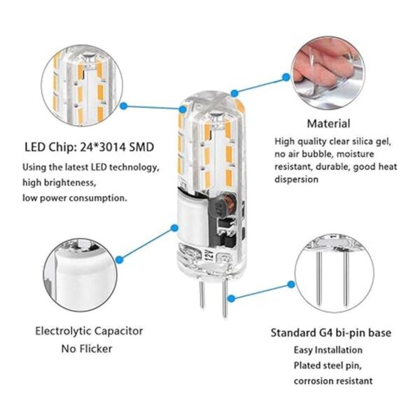 Bombilla LED G4 tipo JC con base bipin de 1.5 W 12 V_3