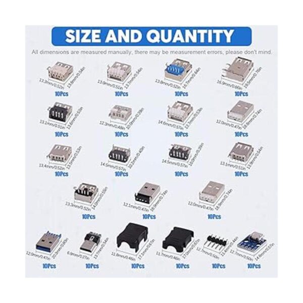 Glarks 180 unids micro enchufes USB 2.0 3.0 tipo A macho_2