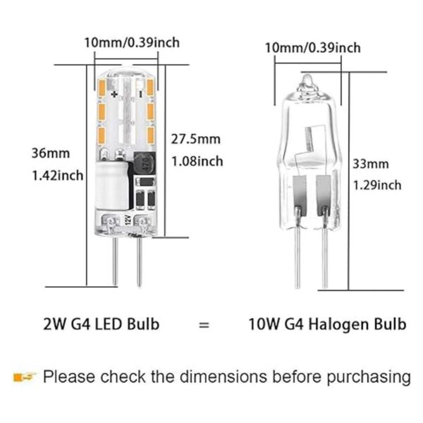 Bombilla LED G4 tipo JC con base bipin de 1.5 W 12 V_2