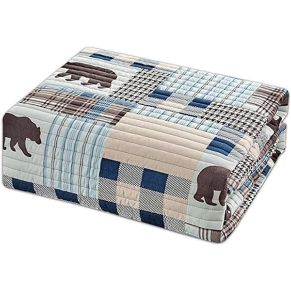 Juego de ropa de cama de cabaña rústica y moderna con_2