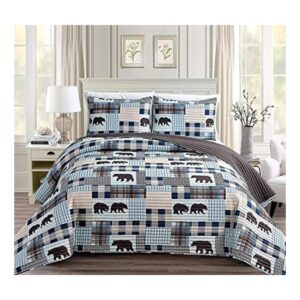 Juego de ropa de cama de cabaña rústica y moderna con_1