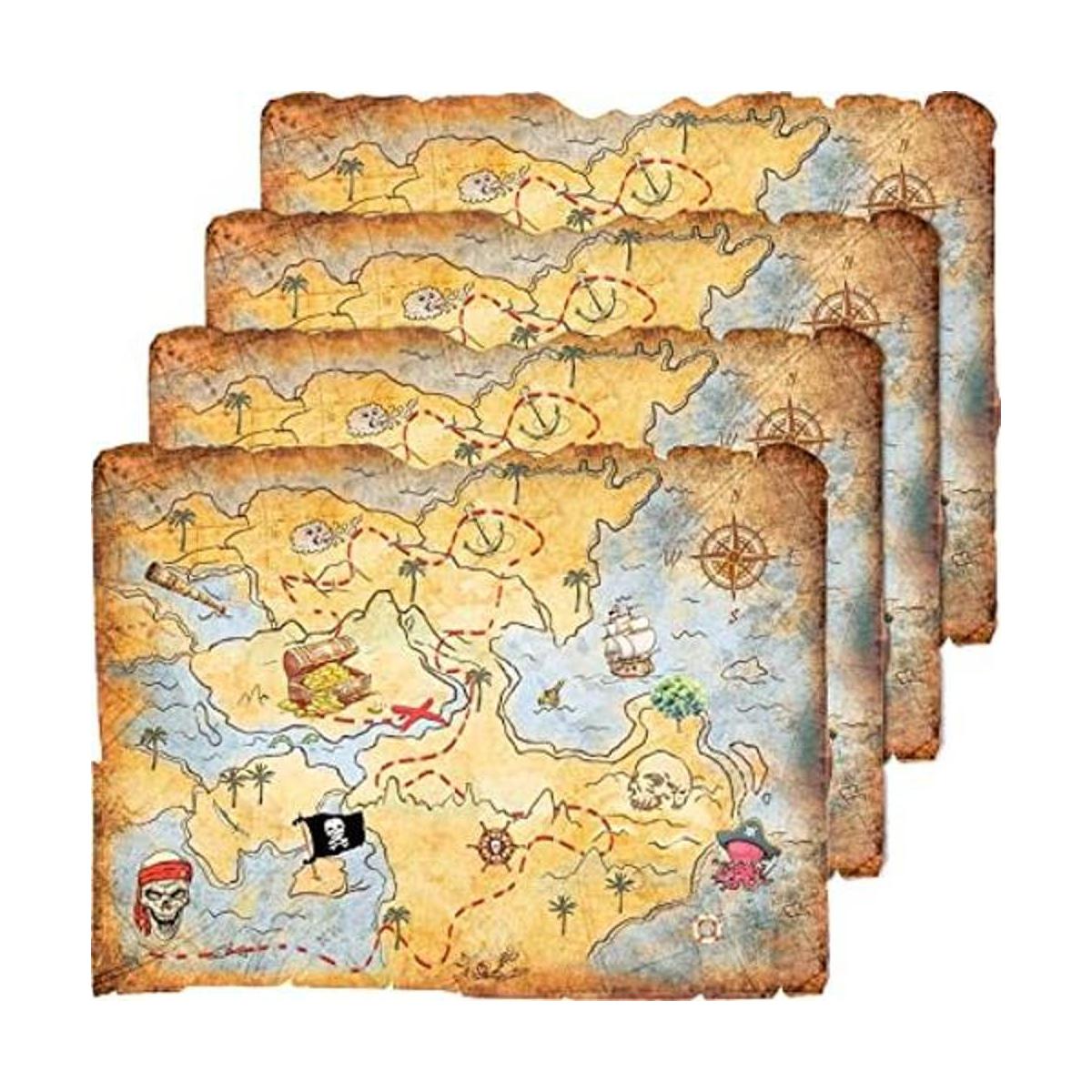 Outus 4 piezas de mapa del tesoro accesorio de fiesta
