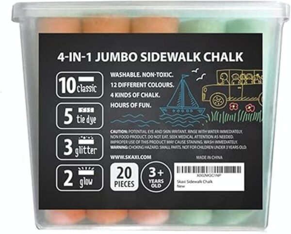 Skaxi 4 en 1 Jumbo Sidewalk Chalk 4 Tipo Clásico Tie_2
